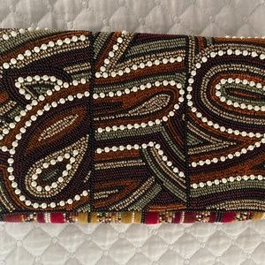 ROBERTA HEYMAN VELVET BEADED CLUTCH HANDBAG